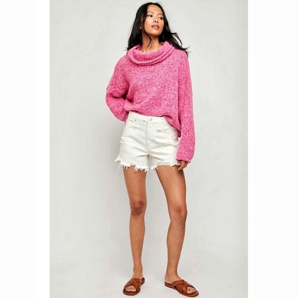 🌸 Free People | BFF Cowl Neck‎ Sweater Prickly Pear Pink - Picture 2 of 9